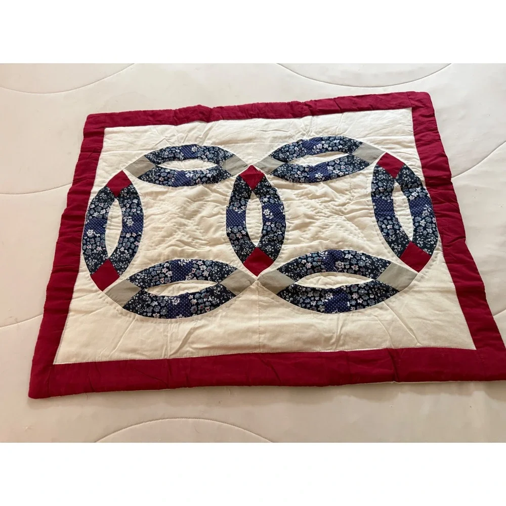 Vintage Double Wedding Ring Quilt Patchwork Pillow Sham